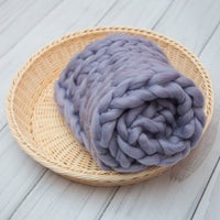 HKM-154387 Soft Cotton Newborn Photo Blanket in Gray, Rose Red, and Dark Blue - Perfect for Photography Props