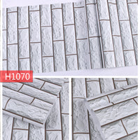 HKM-154515 Self-Adhesive 3D Gray Brick PVC Wallpaper for Home Decoration - 45cm x 10m
