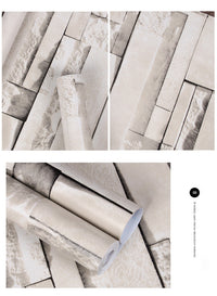 HKM-154515 Self-Adhesive 3D Gray Brick PVC Wallpaper for Home Decoration - 45cm x 10m