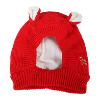HKM-154579 Knitted Warm & Windproof Hat for Large Dogs - Monochrome Pet Headwear in Pink, Red, Gray, Black, and Beige