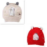 HKM-154579 Knitted Warm & Windproof Hat for Large Dogs - Monochrome Pet Headwear in Pink, Red, Gray, Black, and Beige