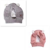 HKM-154579 Knitted Warm & Windproof Hat for Large Dogs - Monochrome Pet Headwear in Pink, Red, Gray, Black, and Beige