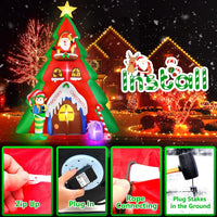 HKM-154771 10FT Inflatable Christmas Tree with Santa Claus House Decoration for Indoor and Outdoor Holiday Displays