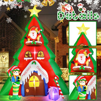 HKM-154771 10FT Inflatable Christmas Tree with Santa Claus House Decoration for Indoor and Outdoor Holiday Displays