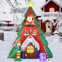 HKM-154771 10FT Inflatable Christmas Tree with Santa Claus House Decoration for Indoor and Outdoor Holiday Displays