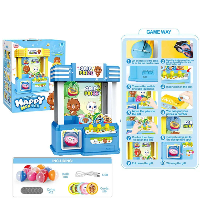 HKM-154835 Electric Mini Claw Machine Toy for Kids - Interactive Doll Game Crane Game, Ages 3+