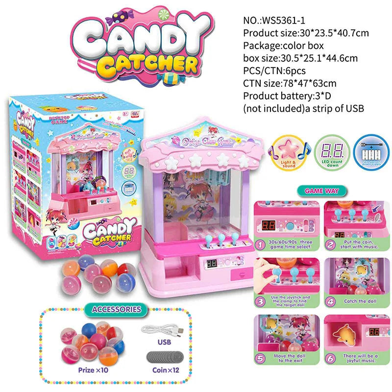 HKM-154835 Electric Mini Claw Machine Toy for Kids - Interactive Doll Game Crane Game, Ages 3+