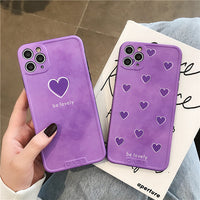 HKM-154835 Purple Heart Silicone Case for iPhone 11, 11 Pro, 11 Pro Max, 8, 8 Plus, 7, 7 Plus, X, XS, XR, XS Max