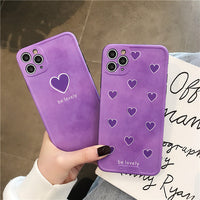 HKM-154835 Purple Heart Silicone Case for iPhone 11, 11 Pro, 11 Pro Max, 8, 8 Plus, 7, 7 Plus, X, XS, XR, XS Max