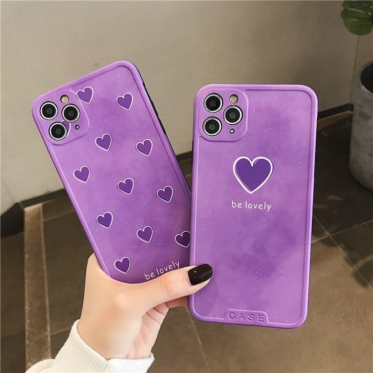 HKM-154835 Purple Heart Silicone Case for iPhone 11, 11 Pro, 11 Pro Max, 8, 8 Plus, 7, 7 Plus, X, XS, XR, XS Max