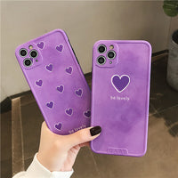 HKM-154835 Purple Heart Silicone Case for iPhone 11, 11 Pro, 11 Pro Max, 8, 8 Plus, 7, 7 Plus, X, XS, XR, XS Max