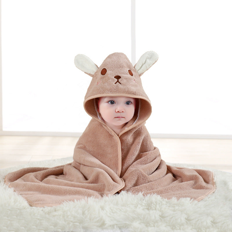 HKM-154899 Cartoon Animal Swaddle Bath Towel - Soft Polyester Fiber Baby Blanket, 80x80cm
