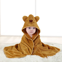 HKM-154899 Cartoon Animal Swaddle Bath Towel - Soft Polyester Fiber Baby Blanket, 80x80cm