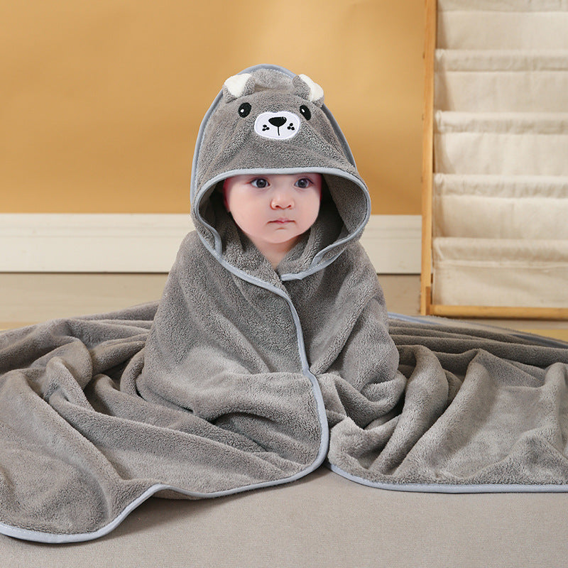 HKM-154899 Cartoon Animal Swaddle Bath Towel - Soft Polyester Fiber Baby Blanket, 80x80cm