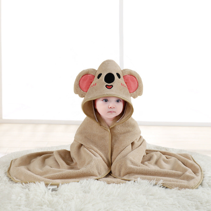 HKM-154899 Cartoon Animal Swaddle Bath Towel - Soft Polyester Fiber Baby Blanket, 80x80cm