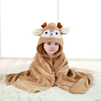 HKM-154899 Cartoon Animal Swaddle Bath Towel - Soft Polyester Fiber Baby Blanket, 80x80cm