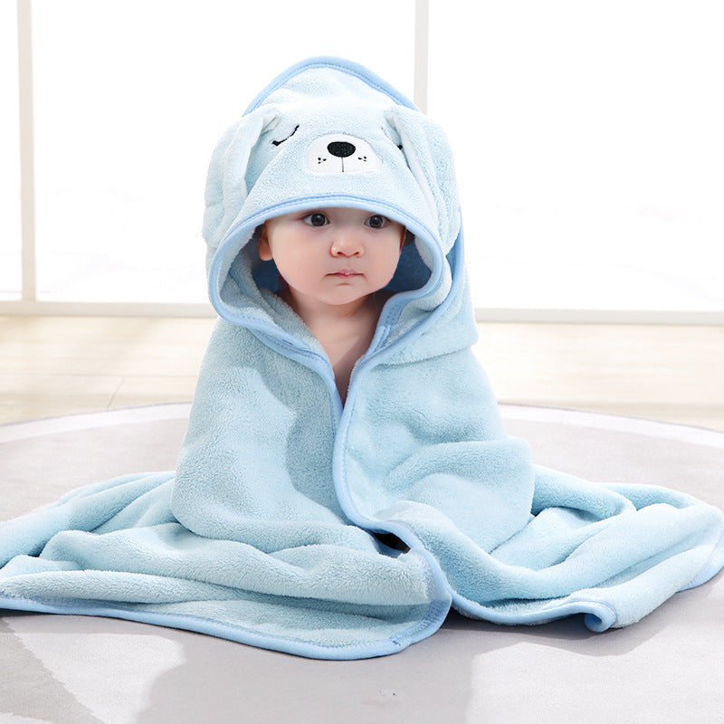 HKM-154899 Cartoon Animal Swaddle Bath Towel - Soft Polyester Fiber Baby Blanket, 80x80cm