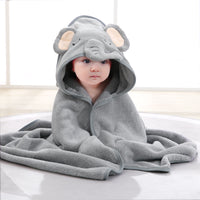 HKM-154899 Cartoon Animal Swaddle Bath Towel - Soft Polyester Fiber Baby Blanket, 80x80cm