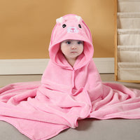 HKM-154899 Cartoon Animal Swaddle Bath Towel - Soft Polyester Fiber Baby Blanket, 80x80cm