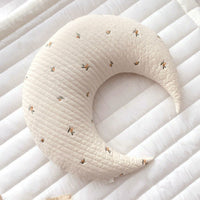 HKM-154899 Cute Cotton Bear Pillow for Infants under 1 Year - Summer Cushioned Bolster in Olive and Tulip Beige