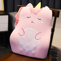 HKM-155027 Cartoon Lumbar Support Cushion with Memory Foam – Available in Light Gray Cat, Dark Gray Erha, Pink Unicorn, Green Dinosaur