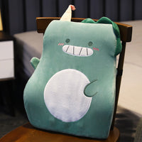 HKM-155027 Cartoon Lumbar Support Cushion with Memory Foam – Available in Light Gray Cat, Dark Gray Erha, Pink Unicorn, Green Dinosaur