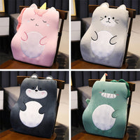 HKM-155027 Cartoon Lumbar Support Cushion with Memory Foam – Available in Light Gray Cat, Dark Gray Erha, Pink Unicorn, Green Dinosaur