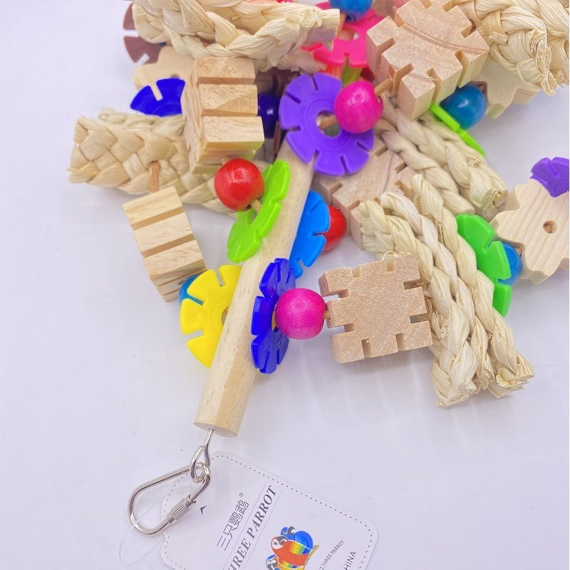 HKM-155667 Wooden Parrot Gnawing Toy for Birds - Engaging Chew Toy for Pets