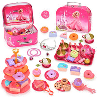 HKM-155731 Afternoon Tea Pretend Play Set with Tinplate Simulation Food for Kids