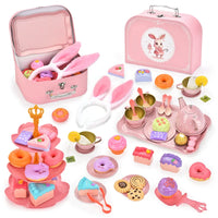 HKM-155731 Afternoon Tea Pretend Play Set with Tinplate Simulation Food for Kids