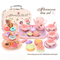 HKM-155731 Afternoon Tea Pretend Play Set with Tinplate Simulation Food for Kids