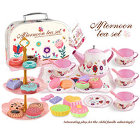 HKM-155731 Afternoon Tea Pretend Play Set with Tinplate Simulation Food for Kids