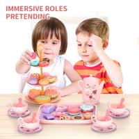 HKM-155731 Afternoon Tea Pretend Play Set with Tinplate Simulation Food for Kids