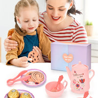 HKM-155731 Afternoon Tea Pretend Play Set with Tinplate Simulation Food for Kids