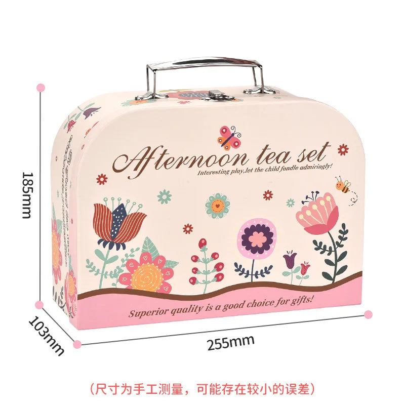 Afternoon Tea Pretend Play Set with Tinplate Simulation Food for Kids