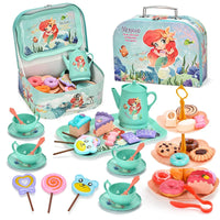 HKM-155731 Afternoon Tea Pretend Play Set with Tinplate Simulation Food for Kids