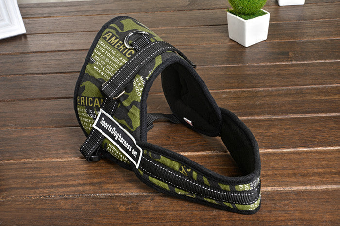 HKM-155923 Medium and Large Dog Chest Strap for Sports and Leisure - Red, Black, Camouflage, Golden Leopard, Rice