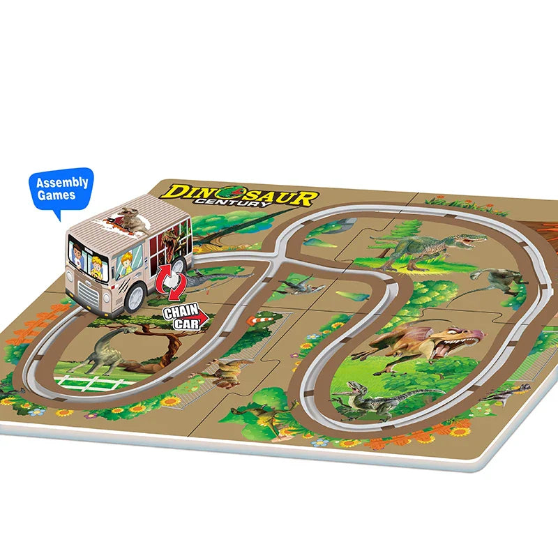 KTX-155987 DIY Puzzle Slot Track Car Set for Preschool Learning and Creative Play, Ages 2 to 13, Includes Pull Back Vehicles