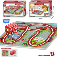 HKM-155987 DIY Puzzle Slot Track Car Set for Preschool Learning and Creative Play, Ages 2 to 13, Includes Pull Back Vehicles