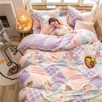 HKM-156051 Four-Piece Milk Velvet Bedding Set for Autumn and Winter