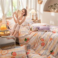 HKM-156051 Four-Piece Milk Velvet Bedding Set for Autumn and Winter