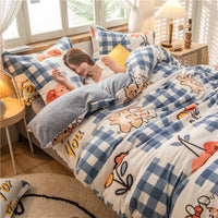HKM-156051 Four-Piece Milk Velvet Bedding Set for Autumn and Winter