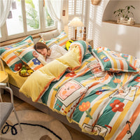 HKM-156051 Four-Piece Milk Velvet Bedding Set for Autumn and Winter