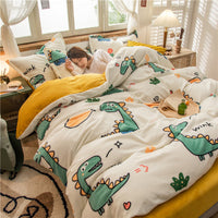 HKM-156051 Four-Piece Milk Velvet Bedding Set for Autumn and Winter