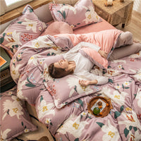 HKM-156051 Four-Piece Milk Velvet Bedding Set for Autumn and Winter