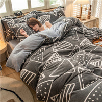 HKM-156051 Four-Piece Milk Velvet Bedding Set for Autumn and Winter