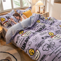 HKM-156051 Four-Piece Milk Velvet Bedding Set for Autumn and Winter