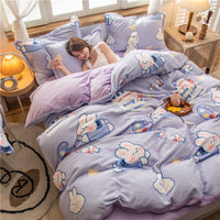 HKM-156051 Four-Piece Milk Velvet Bedding Set for Autumn and Winter