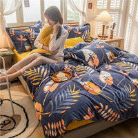 HKM-156051 Four-Piece Milk Velvet Bedding Set for Autumn and Winter