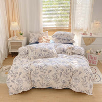 HKM-156051 Pure Cotton Brushed Four-Piece Thick Bedding Set in Various Patterns